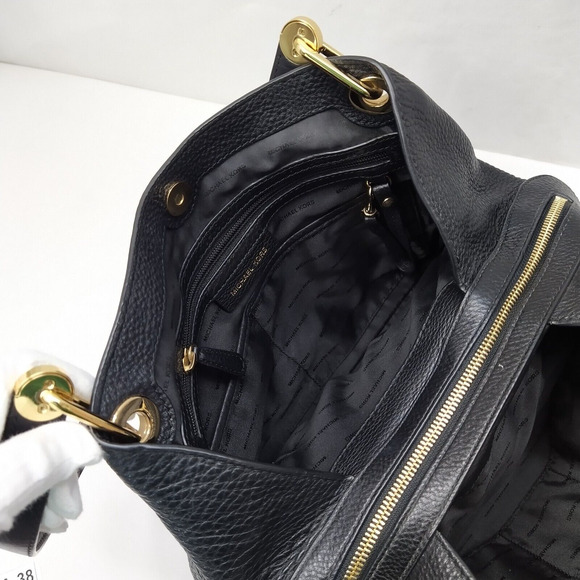 Michael Kors Raven Black Leather 3 Compartments Shoulder Bag - Picture 9 of 16